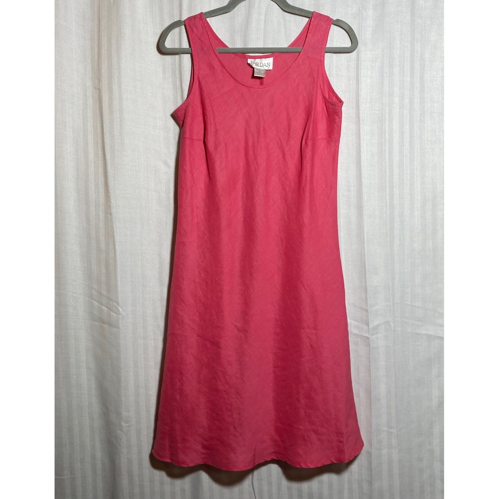 Jordan Pink 100% Linen Sleeveless Scoop Neck Shift Dress Women S Beach Brunch